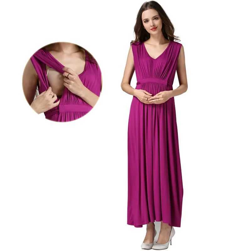 Long Maternity Dress Summer Party Evening Dresses Sleeveless Breastfeeding Dress Lactation Nursing Dresses for Pregnant WomenT250311