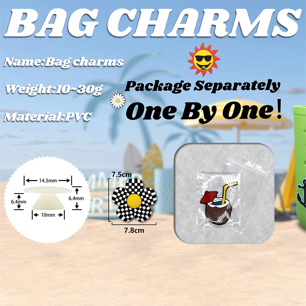 1PCS Bag Charms Cute Basketball Football Coffee Lemon Handbag Accessories for Beach Travel Tote Women Fashion Decoration 250311