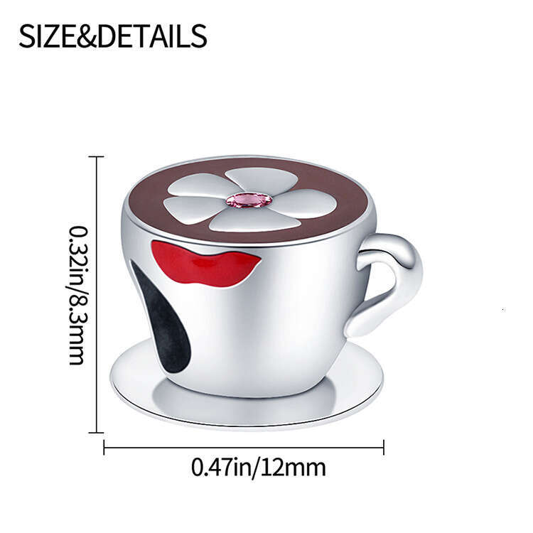 925 Sterling silver Life Series Coffee Cup String Decoration Charms beads DIY Jewelry Accessories Bracelet Necklace Beads for women jewelry gift