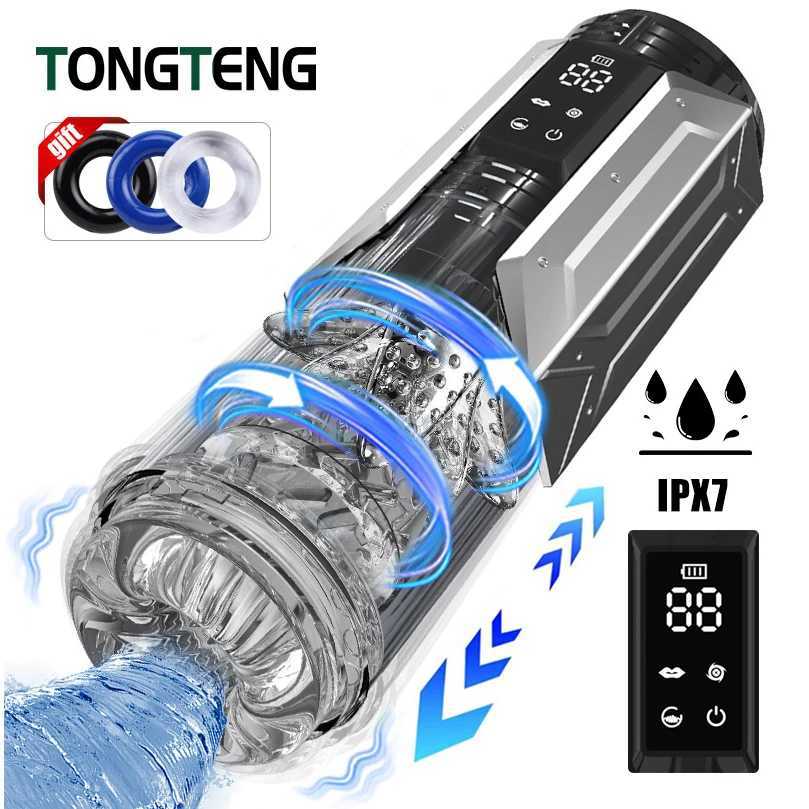 IPX7 LED Automatic Male Masturbator Cup 7 Sucking Rotating Licking Thusting Modes Pocket Pussy Stroker Blowjob Sex Toys For Men W250311