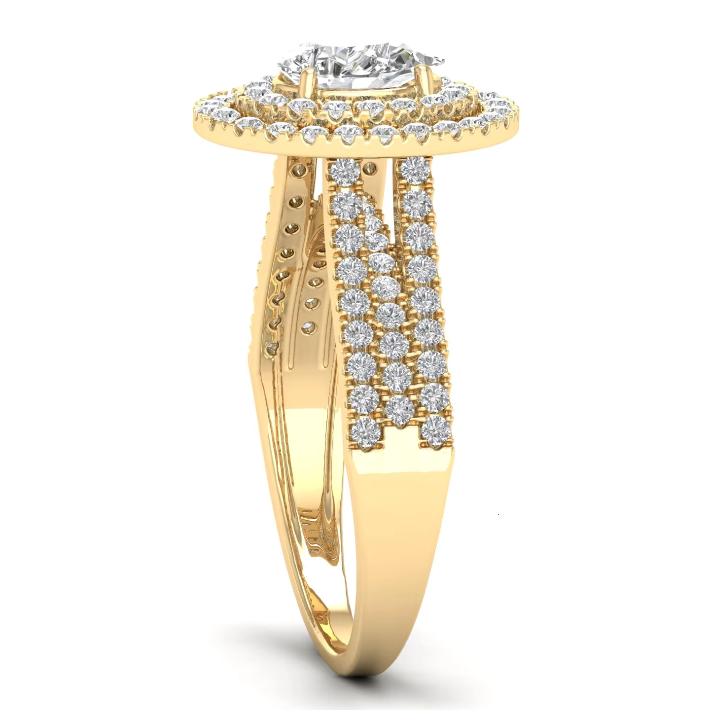 Custom Eternity Moissanite Ring 18k Gold Jewelry Oval Cut Double Halo Moissanite Ring in Sterling Silver for Wedding Engagement