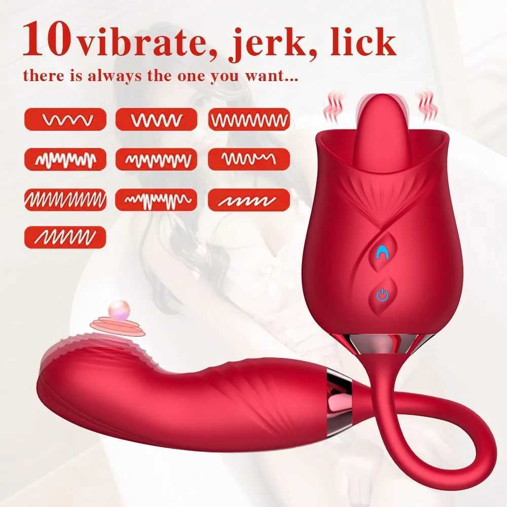 Rose Tongue Licking Vibrator Female G Spot Nipple Stimulation Adult Toys Vibrating Silicone Clitoral Vibrator Sex Toys for WomenXJ250311