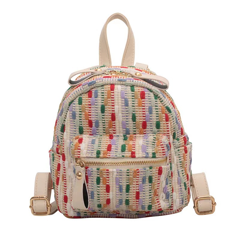 Double shoulder small backpack personalized polyester contrasting color fashionable small Backpack