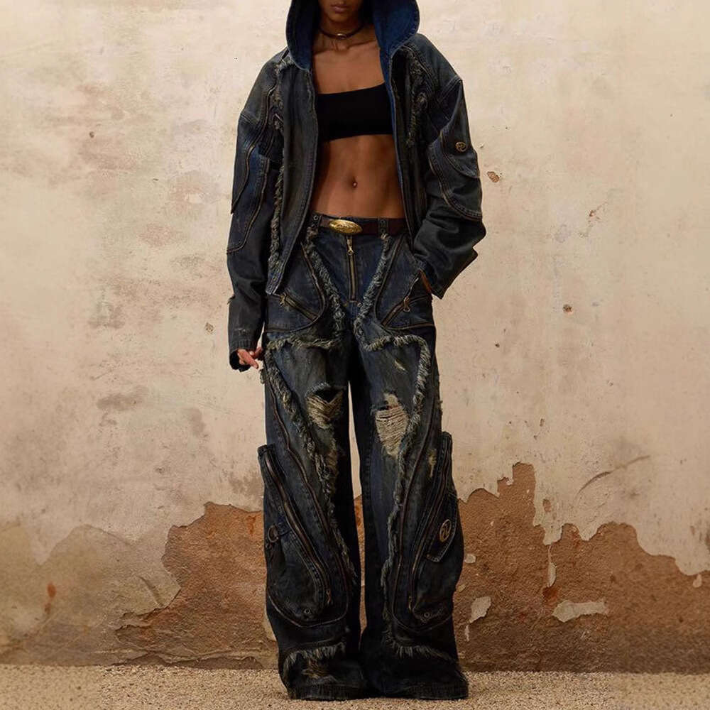 Y2k American Washed Heavy-Duty For Couples, Vintage Street Style Ins Jeans