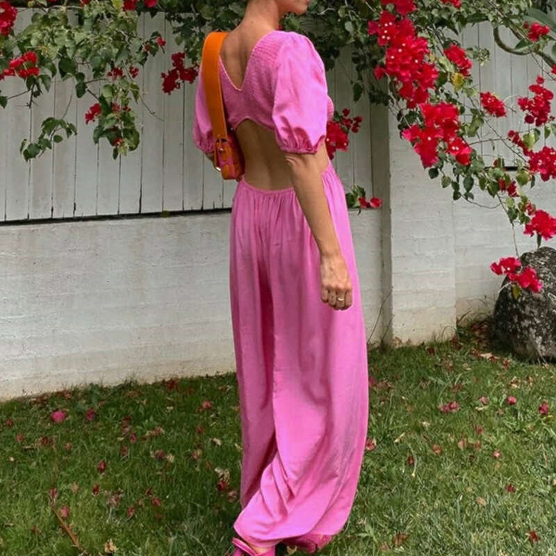 2025 Summer Women's Fashion Elegant Solid Color Backless Long Dress 661 KLMY