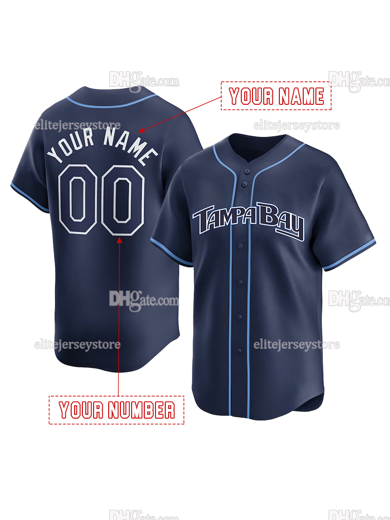 Personalized Custom Baseball Jersey Yandy Diaz Josh Lowe Josh Lowe Brandon Lowe Ben Rortvedt BOGGS Embroidered Letter Number Design Polyester