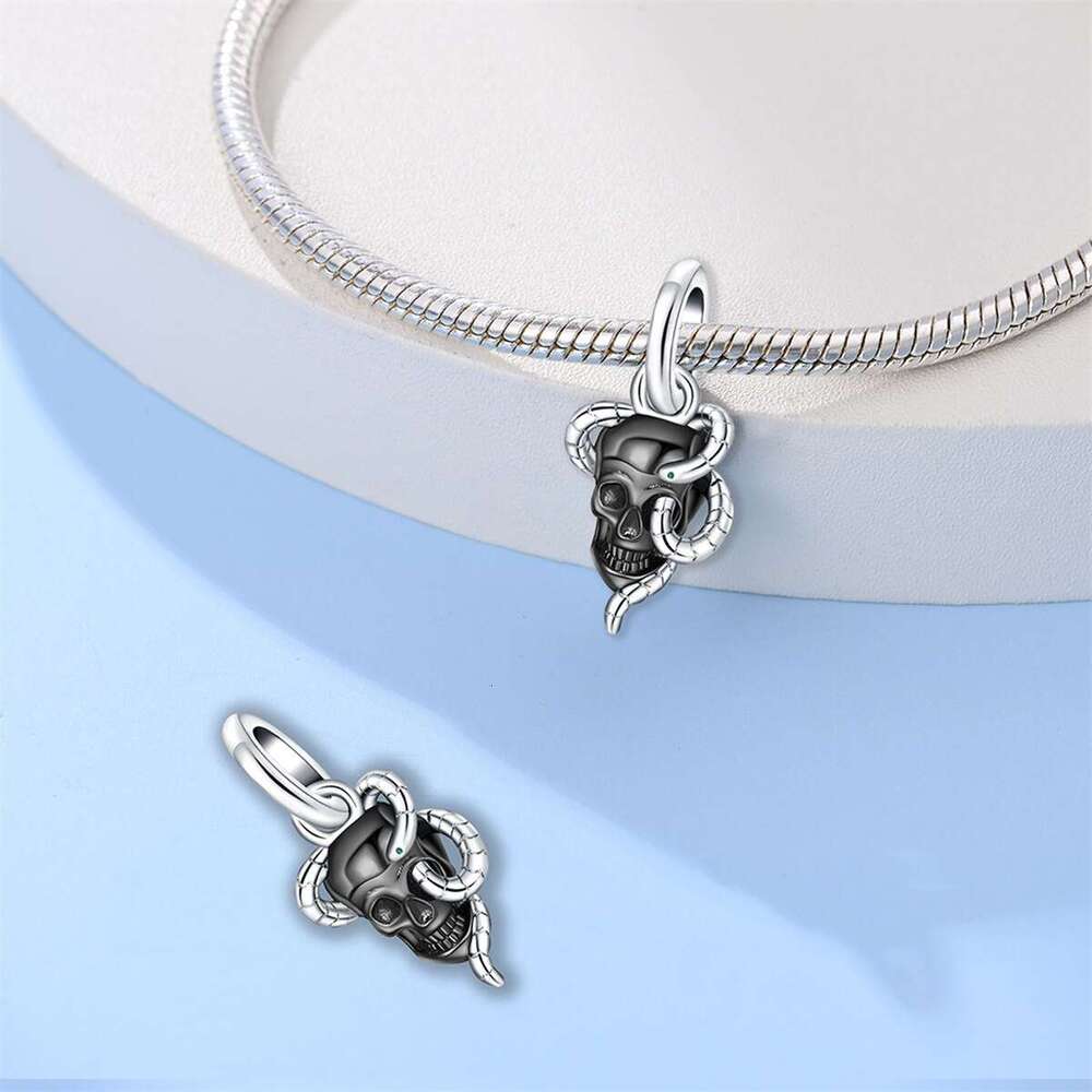 New Hot Selling S925 Jewelry DIY Jewelry Accessories Fit Snake Chain beads Bracelet 925 Sterling Silver Halloween Skull Rose Charms Bead