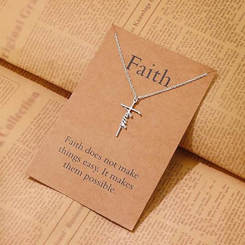 Faith Cross Necklace For Women Men Making Of Titanium Steel Plated Thick Gold Christian Designer Jewelry Woman Girls Valentines Day Religious Gift