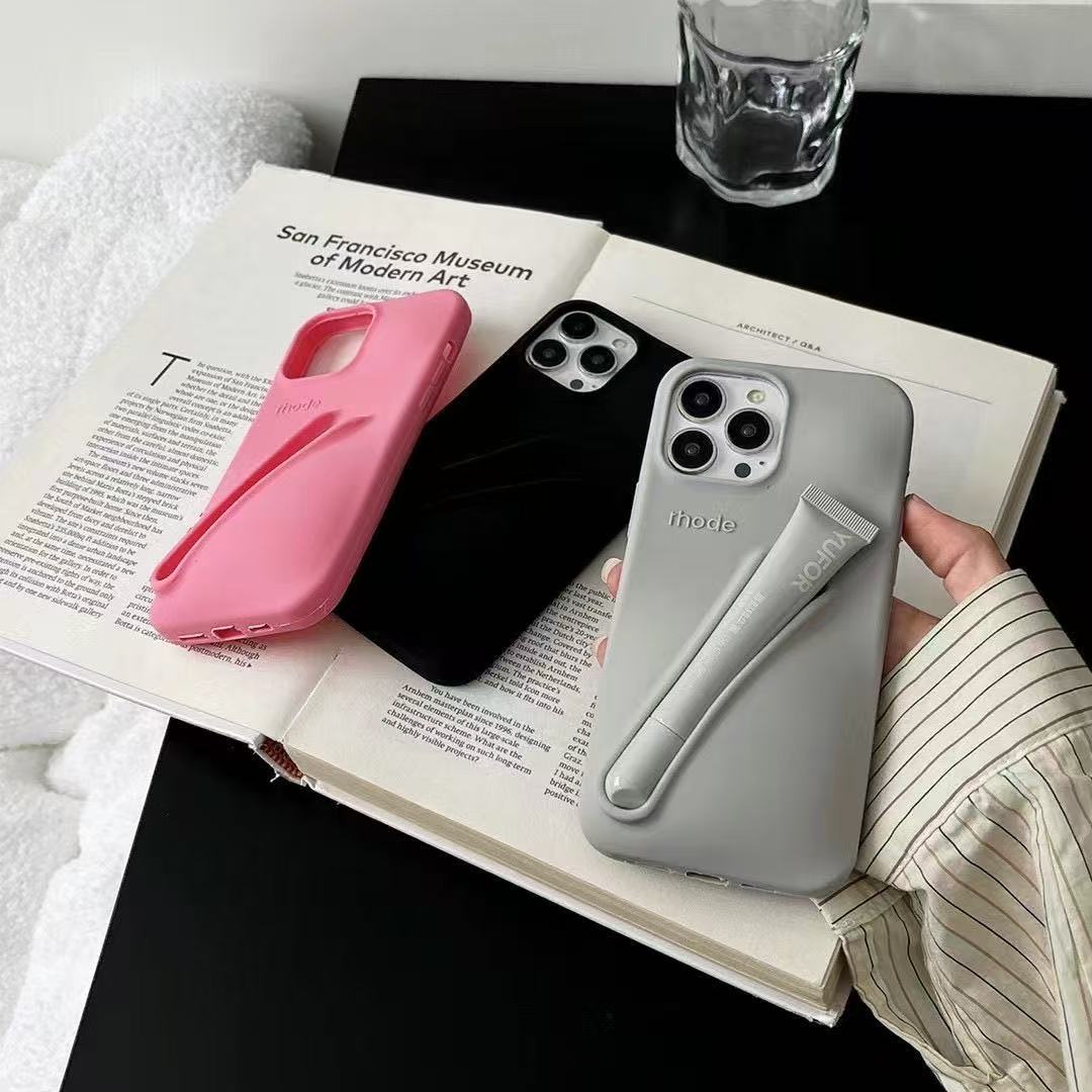 rhode phone case Lipstick Portable Case Design Lip Gloss Lipstick Lip Balm 3D Make-Up Silicone Phone Case for iPhone 16 15 14 13 Pro Max Silicone Soft