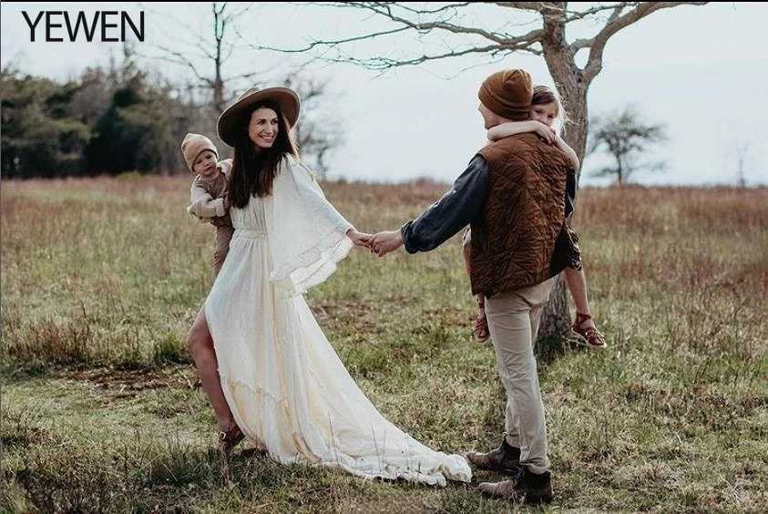 Big Flar Sleeves Maternity Dresses for Photo Shoot Stretch Waist Photography Dresses Baby Shower Dress YEWEN YD21829 X250224