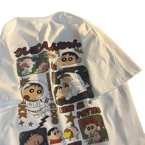 2025 Summer Couple Anime Cartoon Loose Half Short Sleeve T-shirt Designer Girls' Top Fashion Trend Trendy Short Sleeve1