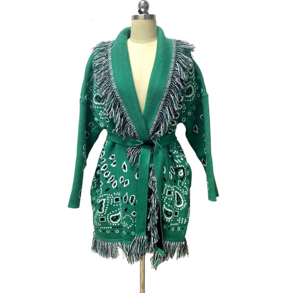 Women's Vacation Lazy Style Loose Sweater Cardigan Bohemian Cashew Flower Color Matching Jacket