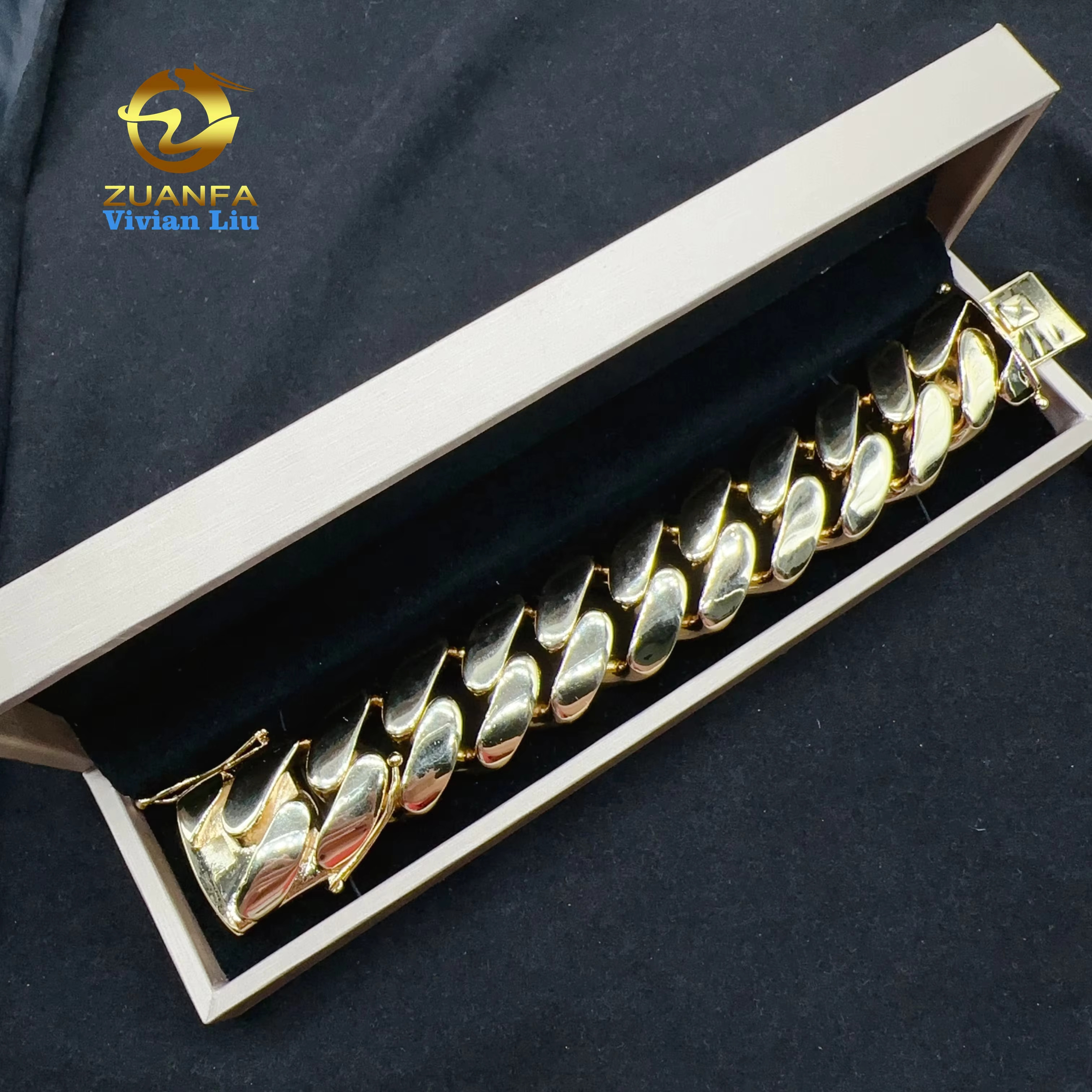 Big Heavy 22MM Miami Bracelet Brass Men Necklace Cuban Link Chain