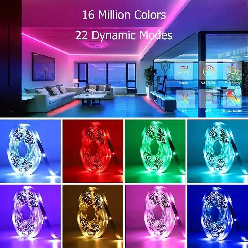 100ft(2 Rolls Of 50ft)LED Strip Lights For BedroomSmart Rope Strip Lights With 44-Key RemoteRGB Color Changing Music Sync Z250311