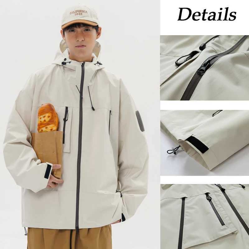 Hiking Jackets Men Waterproof Windproof Casual Hooded Outdoor Sports Clothes Hiking Coat Running Climbing Solid Color JacketT250311