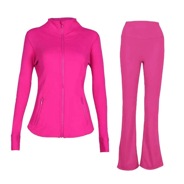 2025 womens yoga set spotes zippered cardigan long sleeved slim fit running fiess definition gym sports jacket Bell-bottom Suits Tracksuits Set design