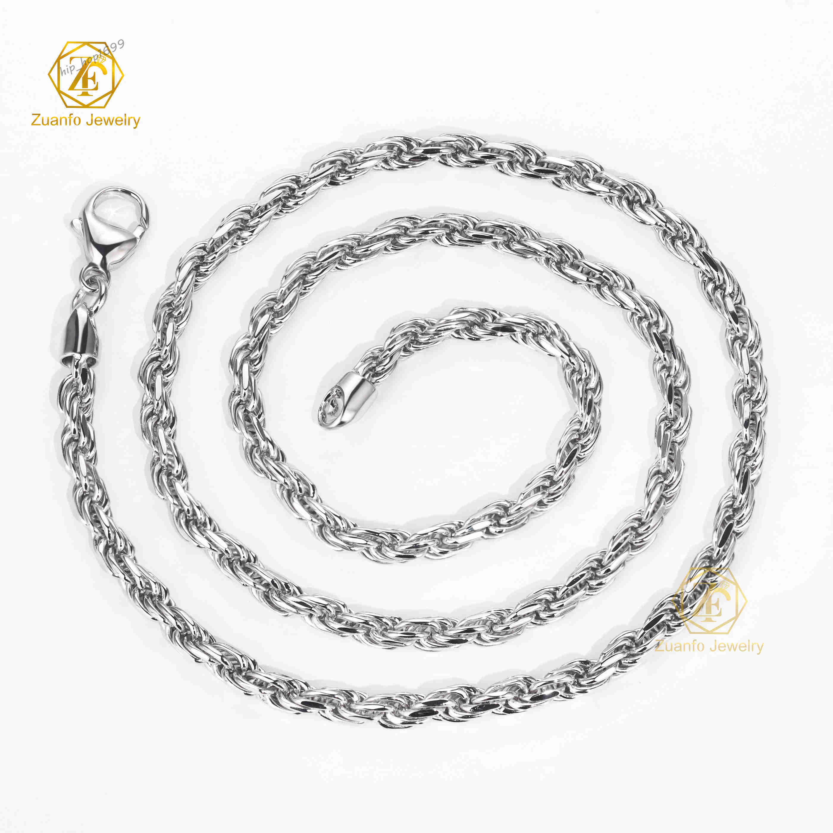 Wholesale Price 18k Real Gold Plated Rope Chain 3.0mm 925 Sterling Silver Twist Chain Necklace