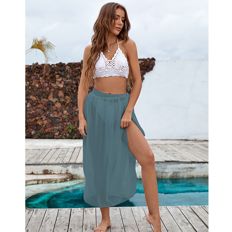 Summer New Vacation Perspective High Strap Skirt, Shrinking Waist To Show Thinning, Sexy Sunscreen Beach Skirt