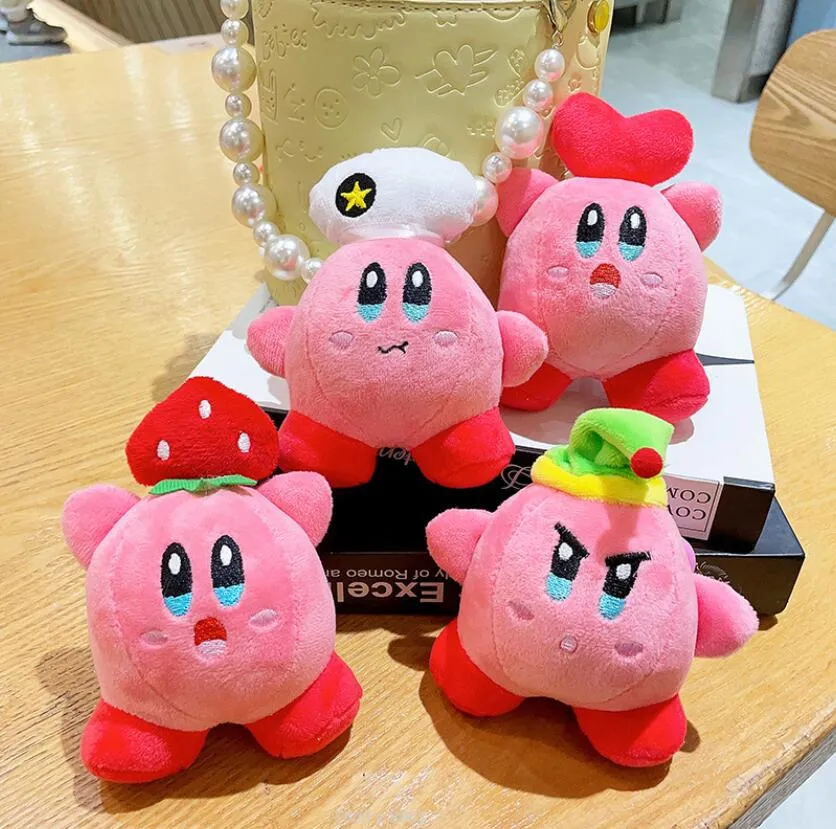 INS Cute Strawberry Kirby Plush Keychain Jewelry Schoolbag Backpack Ornament Kids Toy Gifts About 11.5cm LL