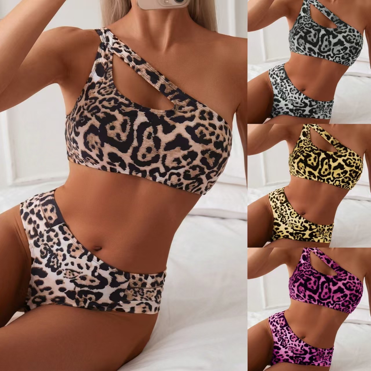 Women's Swimsuit 2025 Designer Swimsuit Chest Hollow Leopard Print Bikini Sexy Fashion Split Swimsuit Outdoor Sports Beach Wear Luxurious Trendy 
