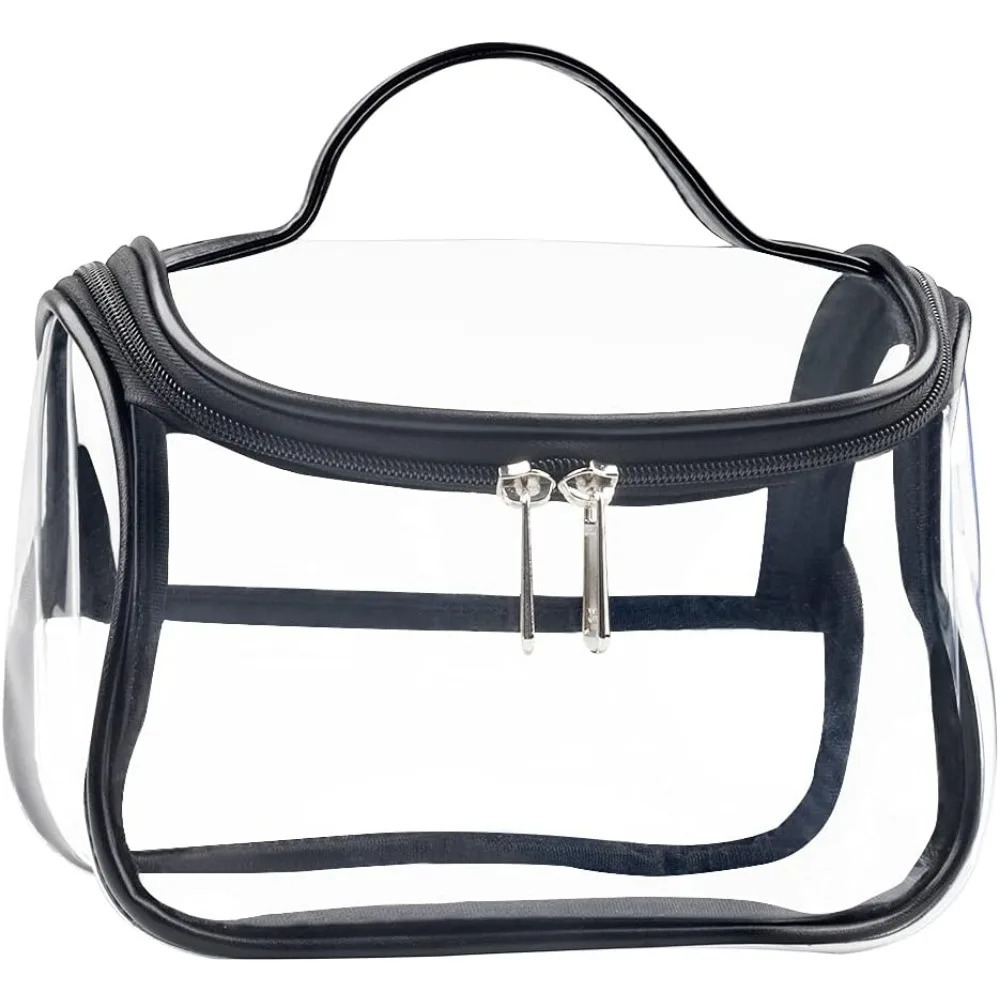 Clear Cosmetic Bag Waterproof Travel Cosmetics Storage Black 250311