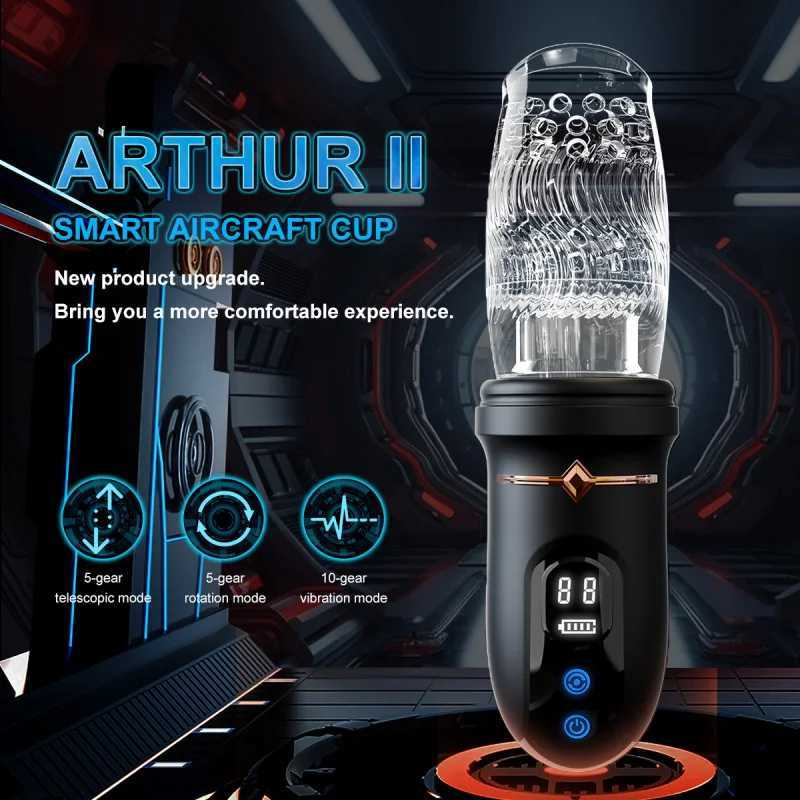 Male Telescopic Rotating Vibration Digital Display Battery Level Function Virgin Exercise Masturbator Cup Adult Sex ToysXJ250311