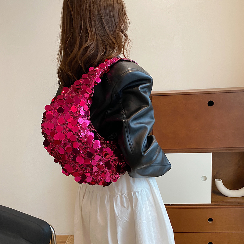 Internet Celebrity Armpit For Women 2024 New Fashion Sequin Dazzling Western Same Style Single Shoulder Dumpling Bag