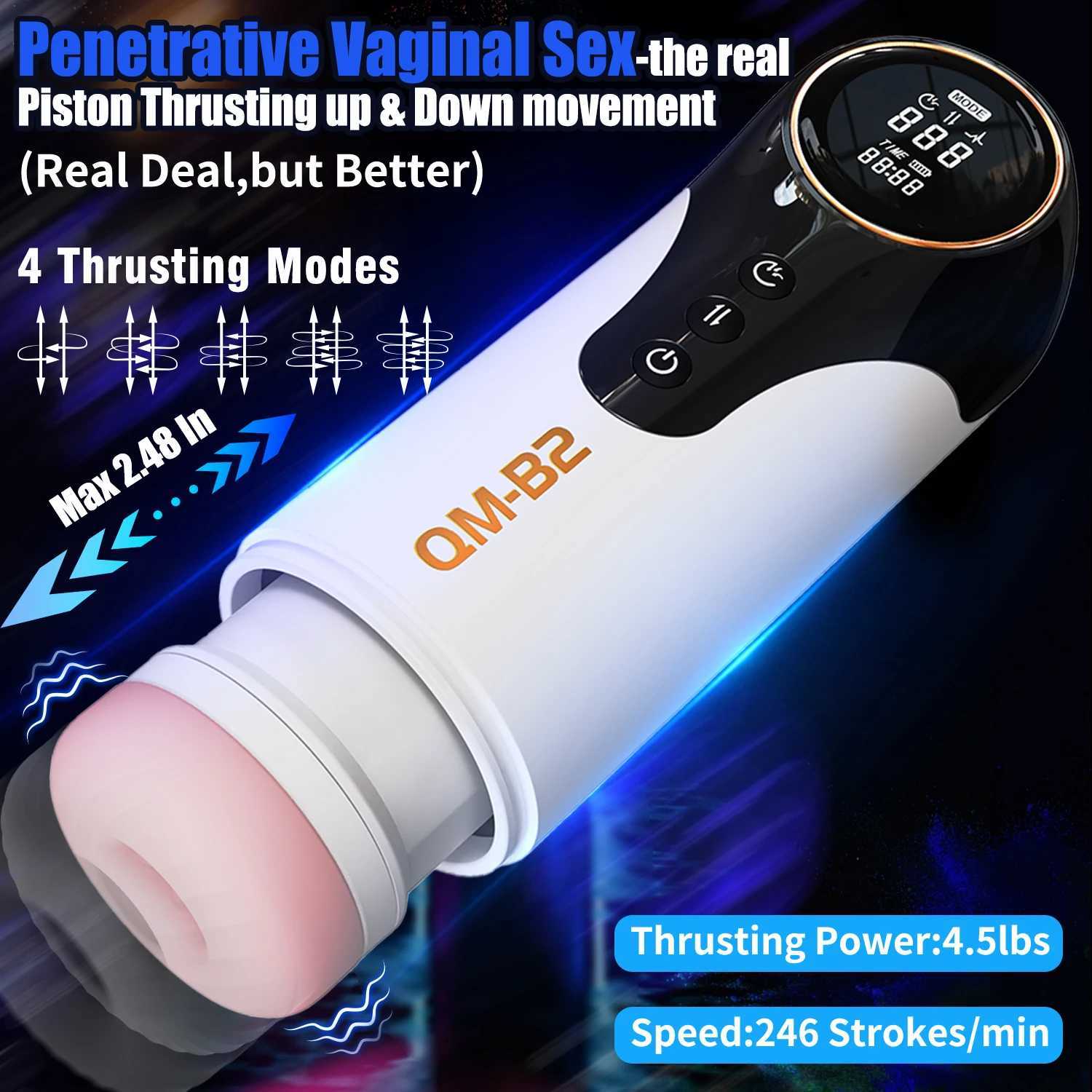 B2 Automatic Male Masturbator Penis Pump With 4 Sucking Thrusting 9 Vibration Pocket Pussy Masturbation Cup Sex Toys for Men W250311