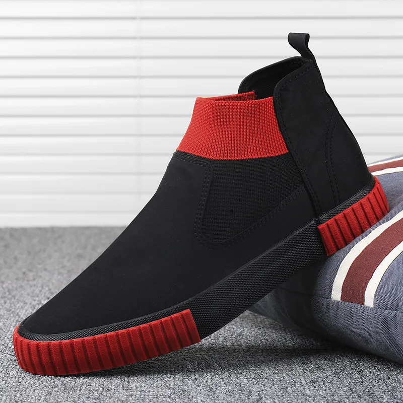 Fashion Loafer Shoes for Men High top Canvas Shoes Men Mocassin Vulcanized Shoes Men Slip on Casual Flats Sneakers 250310