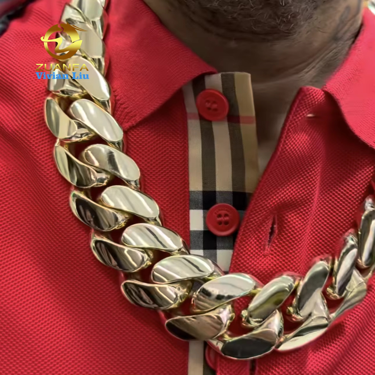 Big Heavy 22MM Miami Bracelet Brass Men Necklace Cuban Link Chain