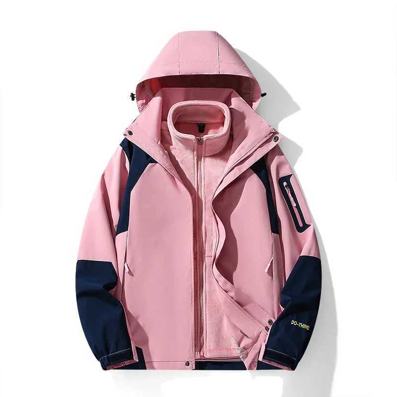 Outdoor Waterproof Suits Men Women Two-pieces Sets 3 in 1 Thick Warm Coats Camping Windbreaker Winter Coat Hiking Size XS-5XLT250311