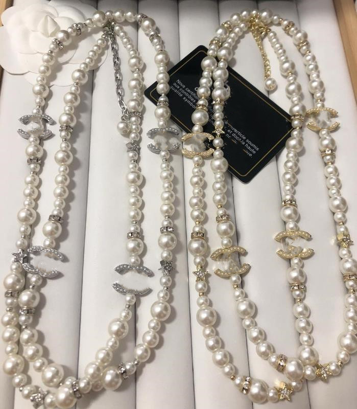 Coco Fashion Pendant Long Necklaces Elegant Designer Dia Pearl Sweater Chain For Women Wedding Jewelry Necklace Set Charm Lady -