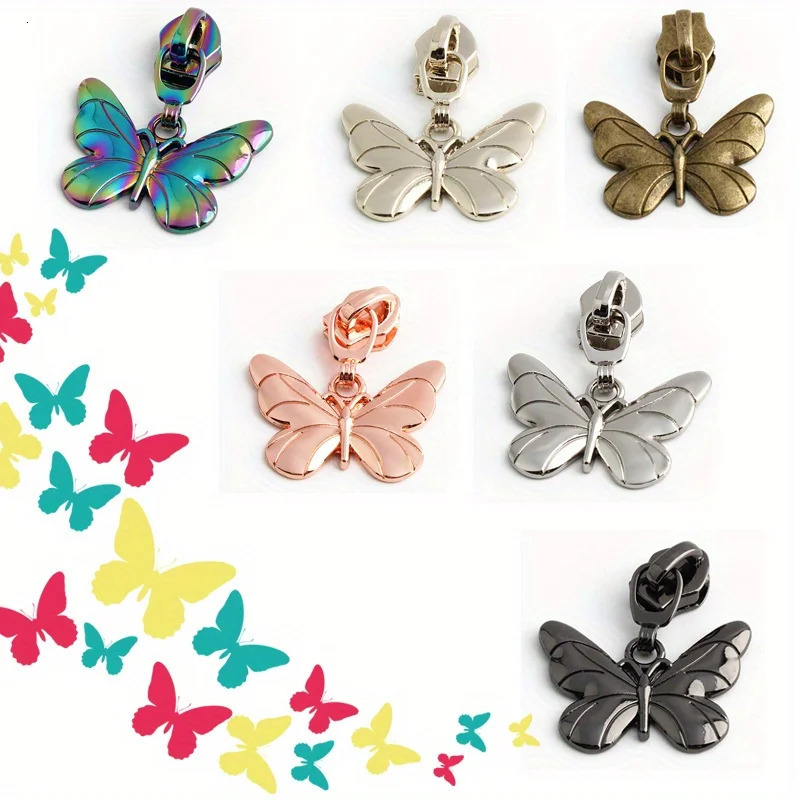 5PCS 40mm 5# nylon butterfly zipper puller handbag jacket bag wallet clothing metal detachable sewing slider 250311