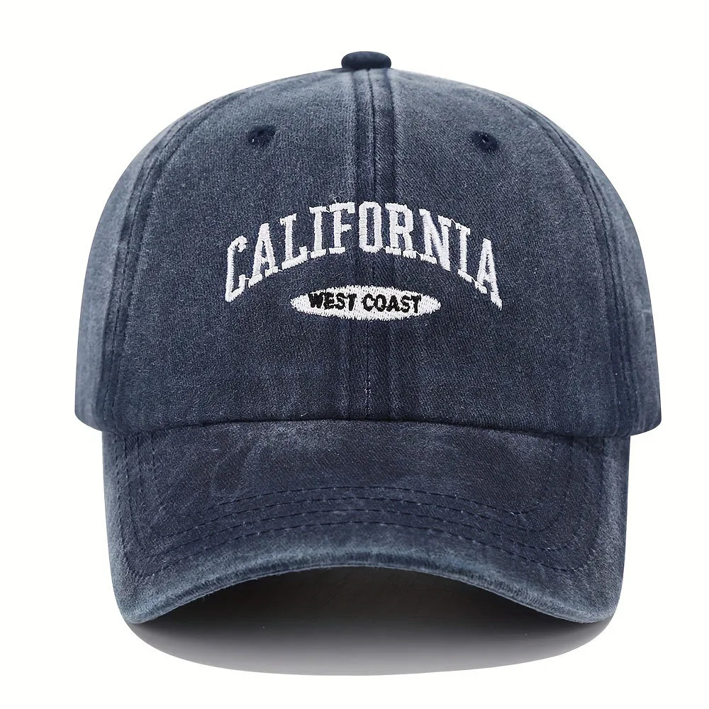1PC Embroidered Baseball Cap On The West Coast Of California Vintage Style Pointed Hat Lightweight Sun Resistant Sport 250311