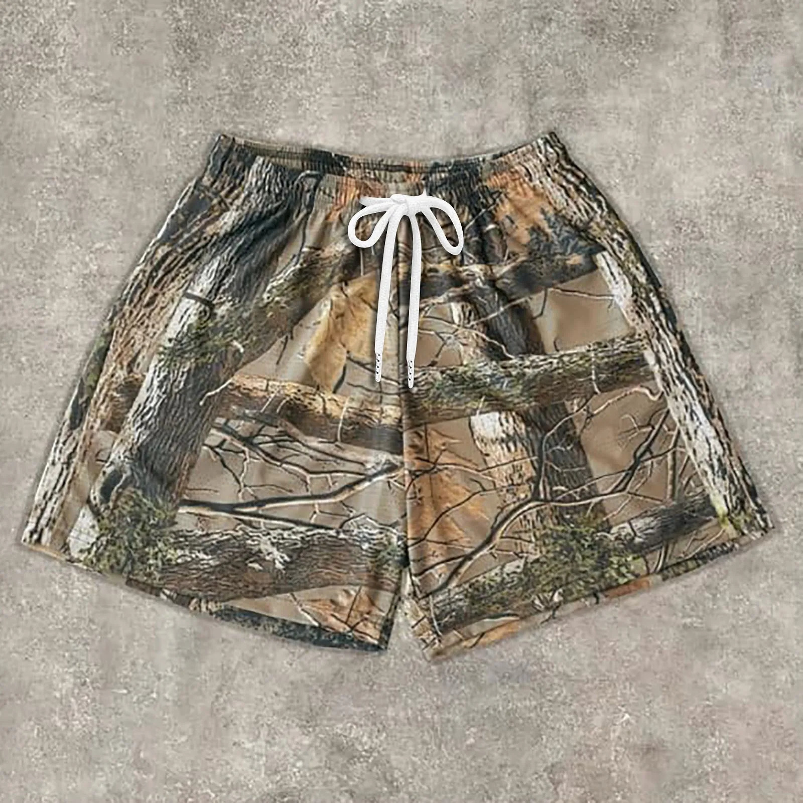 MenS Casual Athletic Camouflage Print Shorts Outdoor Fitness Branches And Leaves Print Shorts Summer Running Casual Shorts 250310