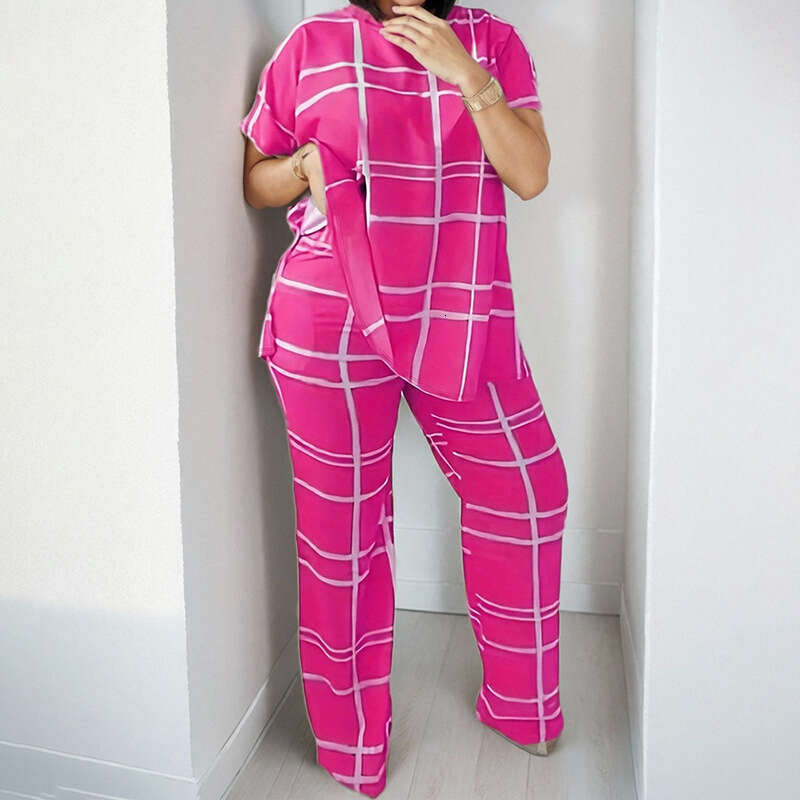 2025 Spring New Women's Clothing Casual And Simple Style Stripe Grid Set For Women KLMY