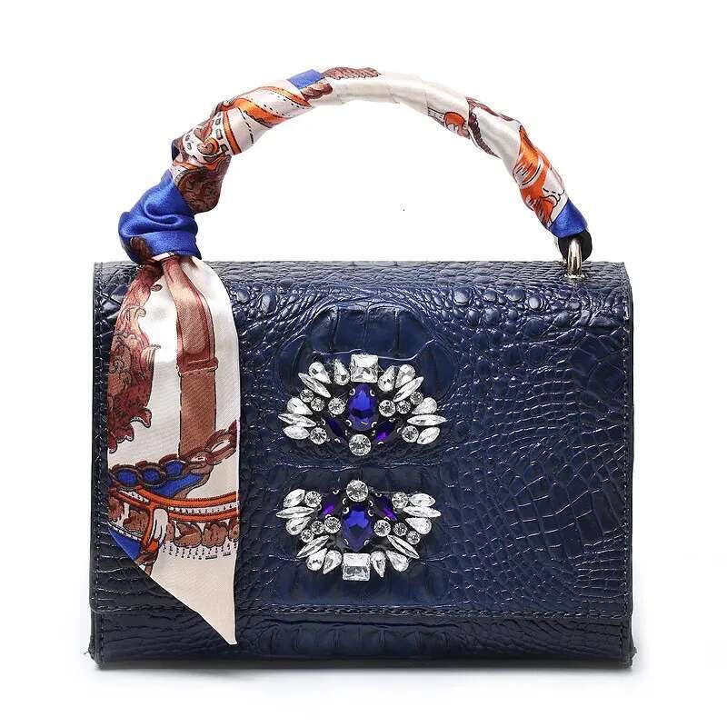 Elegant Women Crystal Tote Shoulder Handbag Hot Ins Clutch Purse Crocodile Bag
