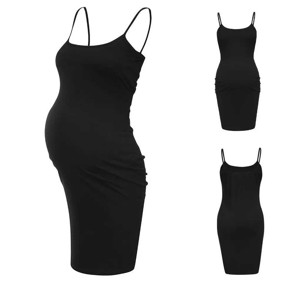 Overlay Lace Dress Women Vest Bandage Maternity Solid Pregnancy Sexy Dress Straps Dress Sleeveless Business Pregnancy MaternityT250311