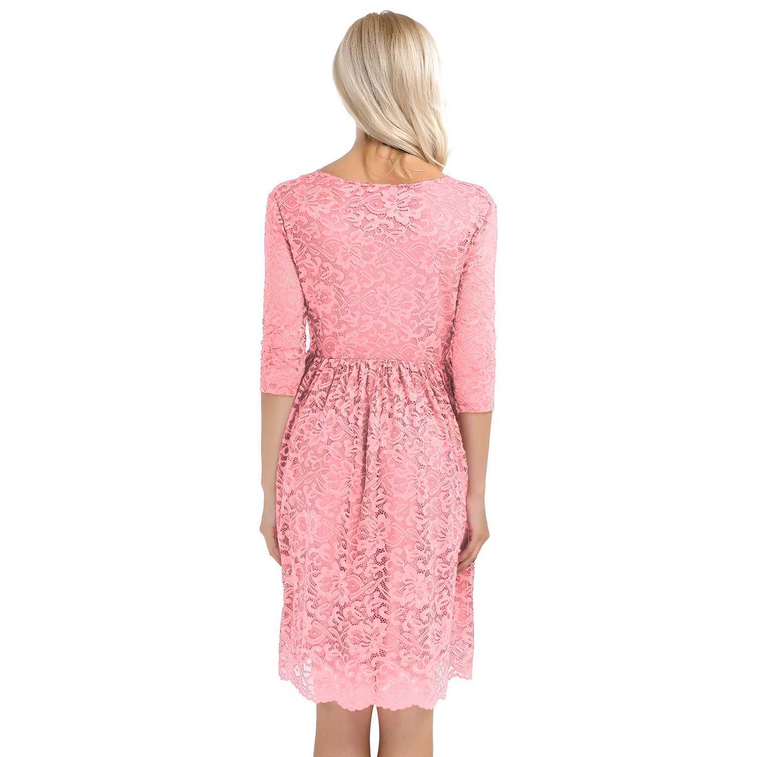 Womens Maternity Elegant Party Dress Floral Lace Overlay V Neck Half Sleeve Pregnant Photography Dresses for Wedding EveningT250311