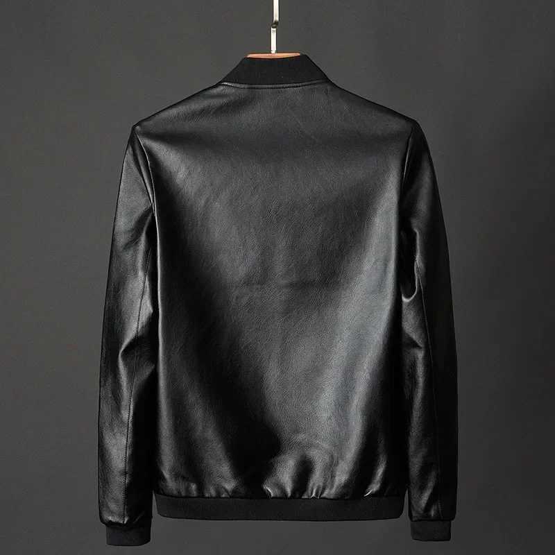 2024 Autumn New Men Black Biker PU Leather Coat Korean Fashion Men Pu Leather Jacket Trend Casual Fit Slim Baseball Clothes 8XlT250311