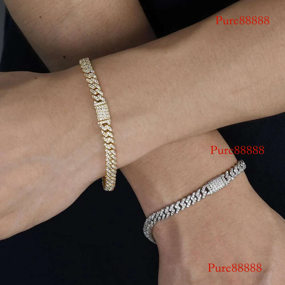 Christmas Gift Women's Customized Iced Sterg Sier 6mm k Chain VVS Moissanite One Row Dia Cuban Necklace