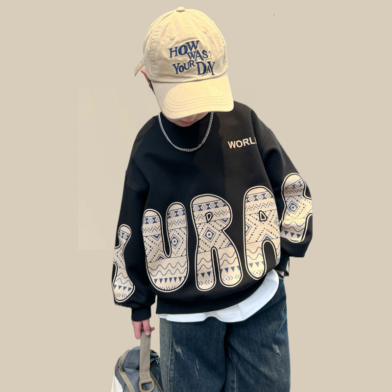 Ddmyshoesvip Boys Trendy Brand Hoodie New And Autumn Top Mid Sized Children S Spring Clothing Western Style Explosive Street