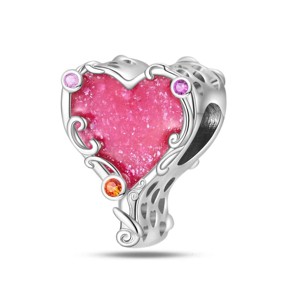 925 Sterling silver 2024 New Style Charms Pink Fashion Beauty Pendant Beads DIY Jewelry Accessories Bracelet For women gift