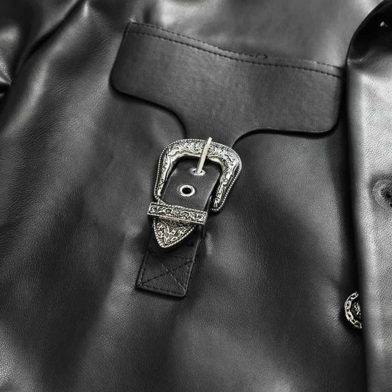 NDNBF 2024 style Original mens new jacket coat heavy metal button decoration niche design loose Pu Jacket TopT250311