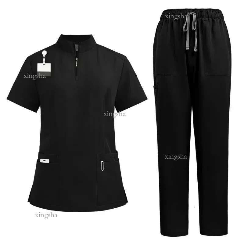 Doctor Nurse Uniforms Woman Scrub Set Beauty Salon Work Wear Clinical Scrubs Toppants Spa Nursing Tunic Suit 24