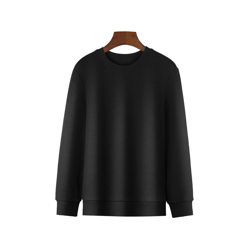 Long sleeved air layer hoodie for men's business leisure, solid color, thick autumn and winter new item, white T-shirt, round neck tracksuit
