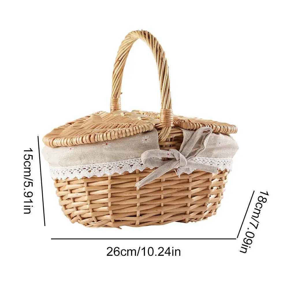 Outdoor Picnic Basket is Woven Countryside Large Size With Lid Oval is Woven Storage Basket Hand Woven Basket X250311