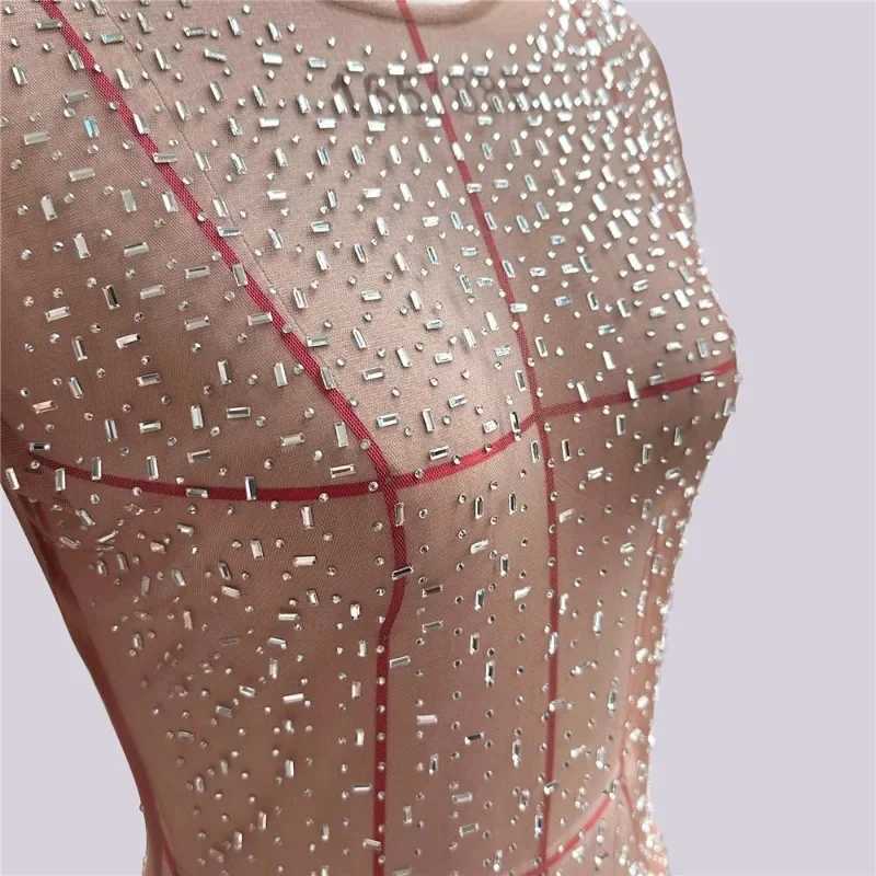 New Transparent Maternity Photography Gowns Sparkling Rhinestone Elastic Mesh Fashion Sexy Dress Pregnant Women For Photo Shoot X2502241