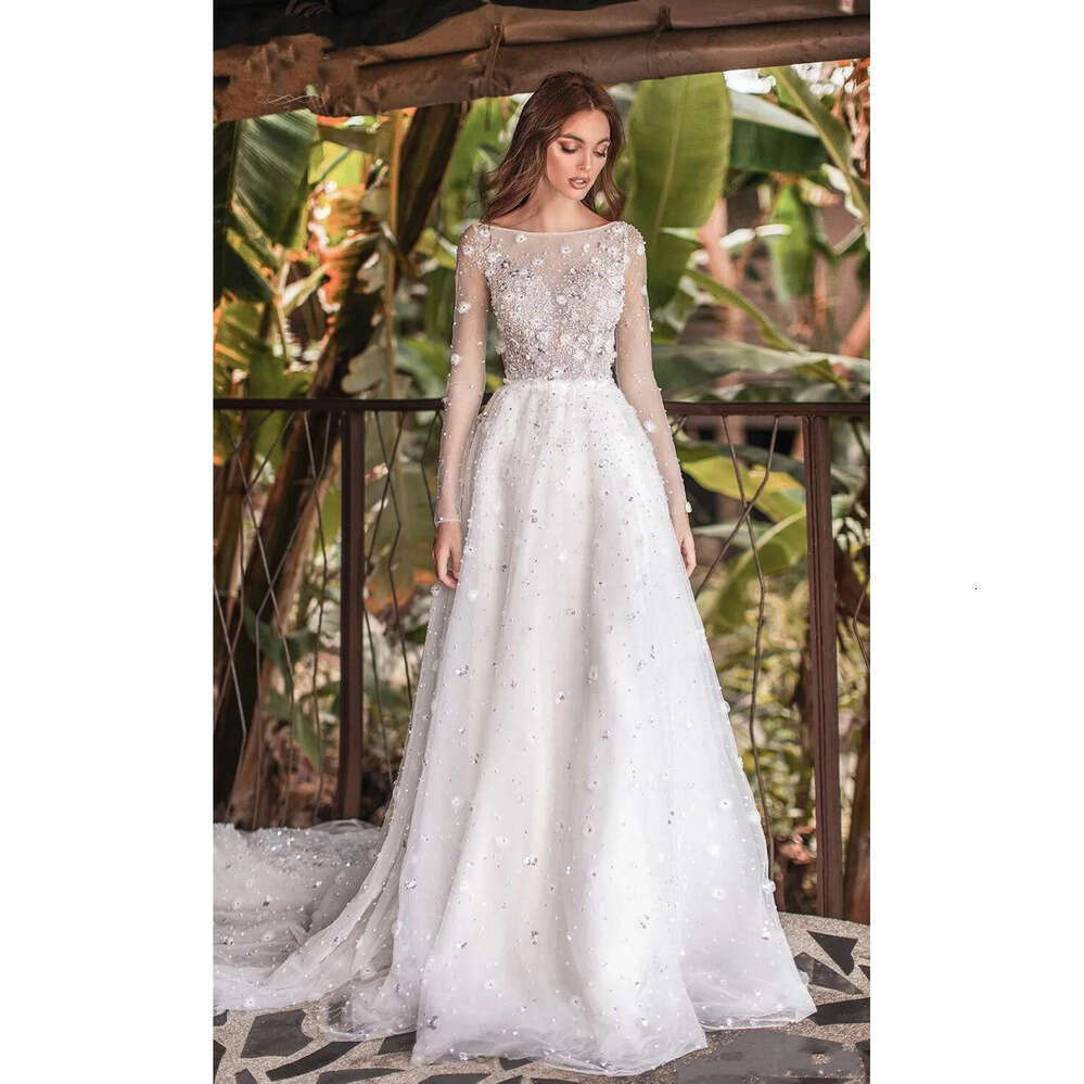 Sleeves Long Wedding Dresses With Rhies Crystals Mor Beading Backless Ball Gown Elegant Arabric Dubai Bridal Gowns