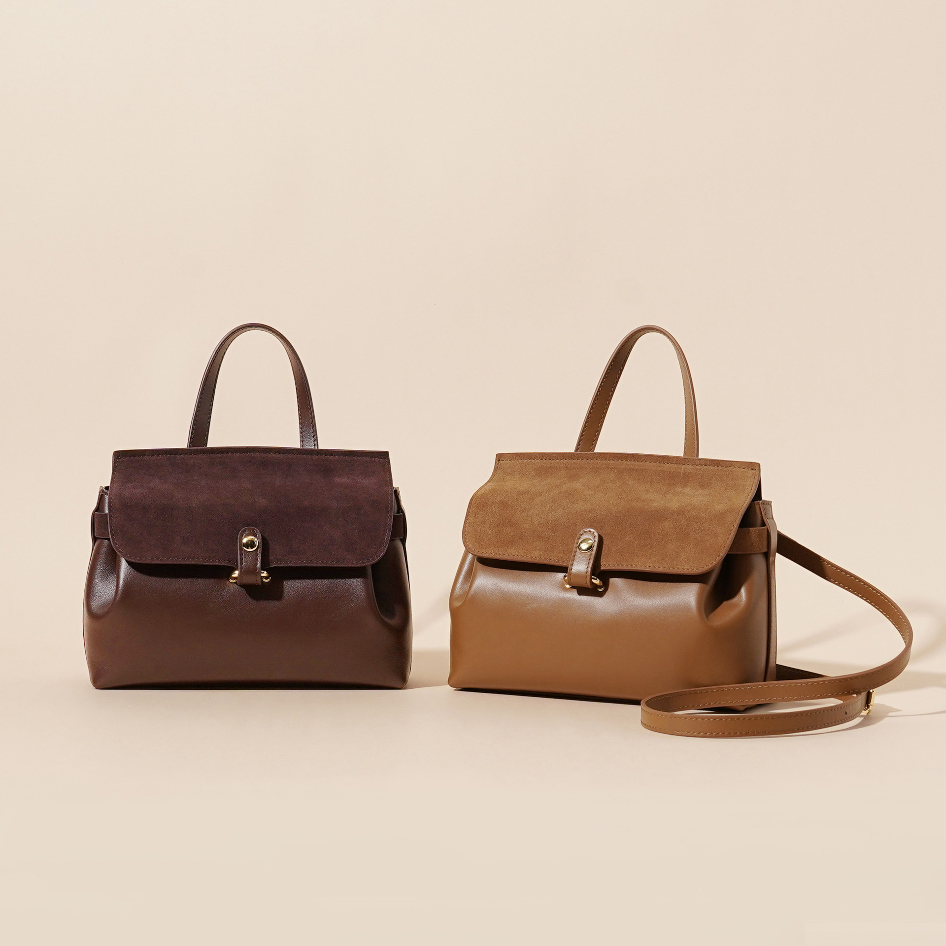 Autumn And Winter New 2025 Head Layer Cowhide Women's Hand Reverse Velvet Leather Simple Texture Commuter Lift Cross Shoulder Bag